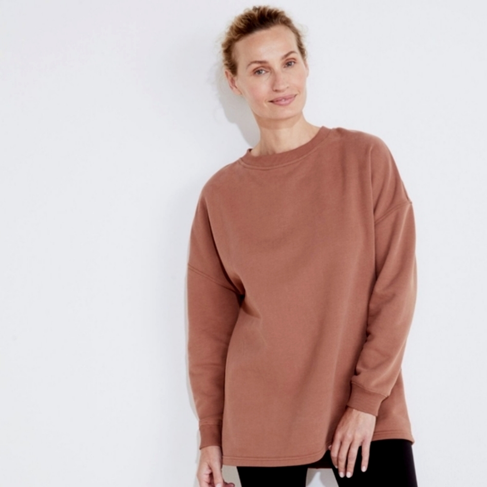 Varley Rowen Crew Neck Sweatshirt Nutmeg Brown
